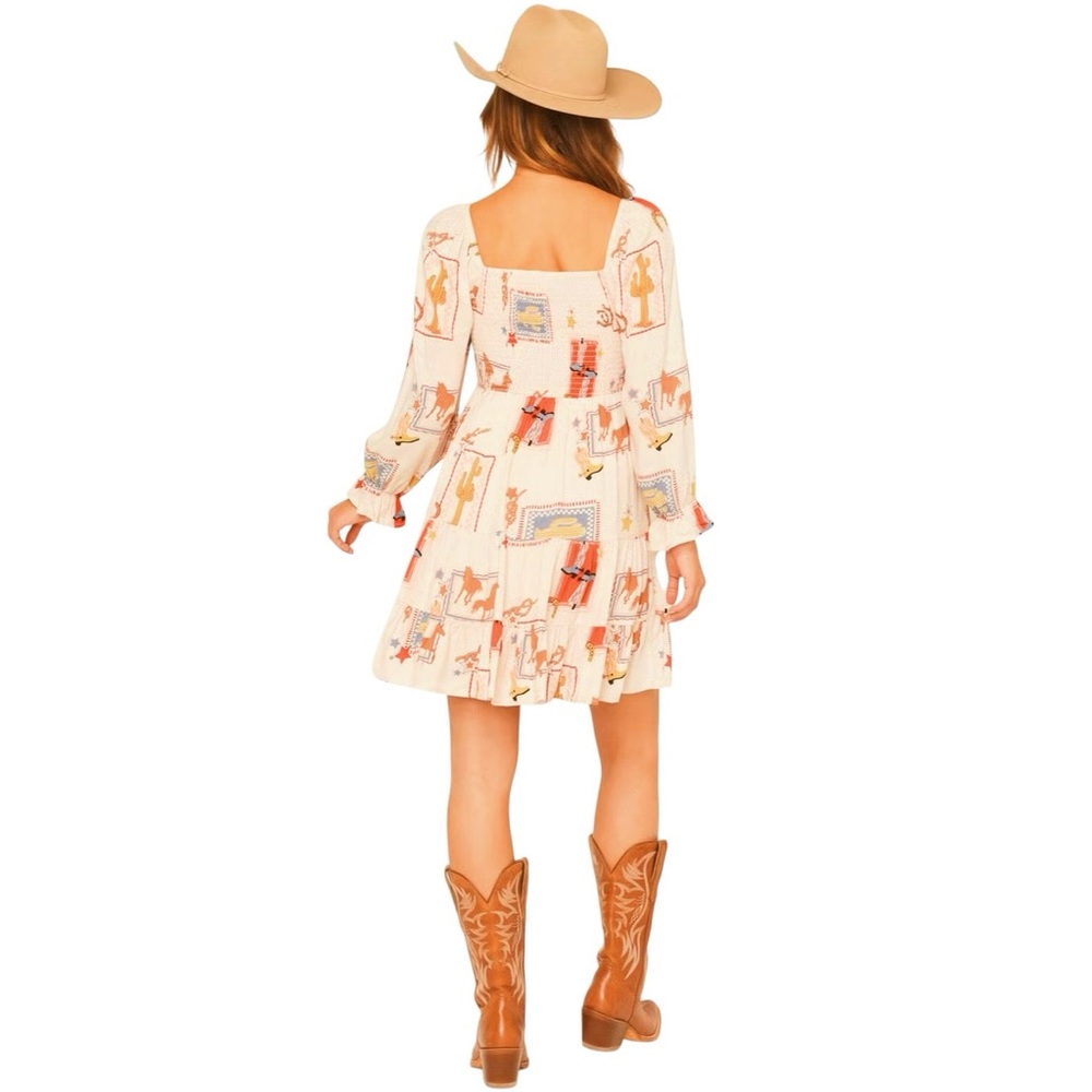New blue b Pale Pink Western Themed Cowboy Boot Horse Sweetheart Mini Dress S - Picture 4 of 4